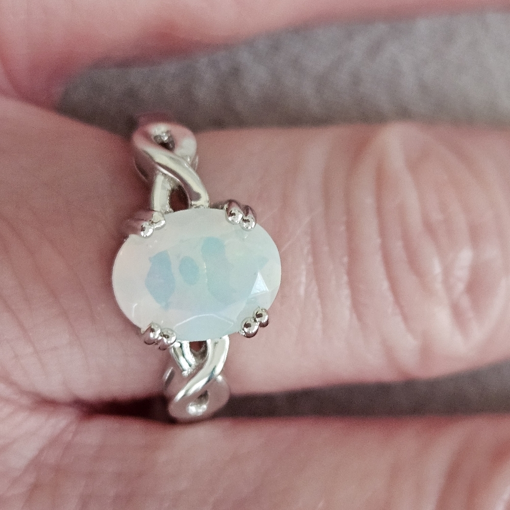 Multicolor Ethiopian Opal Solitaire Rhodium Over 925 Sterling Silver 0.93ct Size